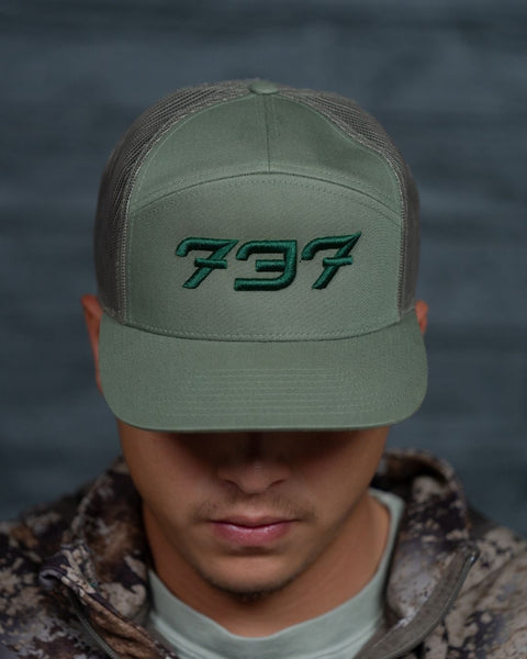 5-Panel Green Logo Mesh Trucker