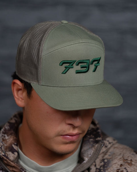 5-Panel Green Logo Mesh Trucker