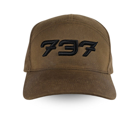 Waxed Black Stitch Canvas 737 Logo Hat | Richardson 937