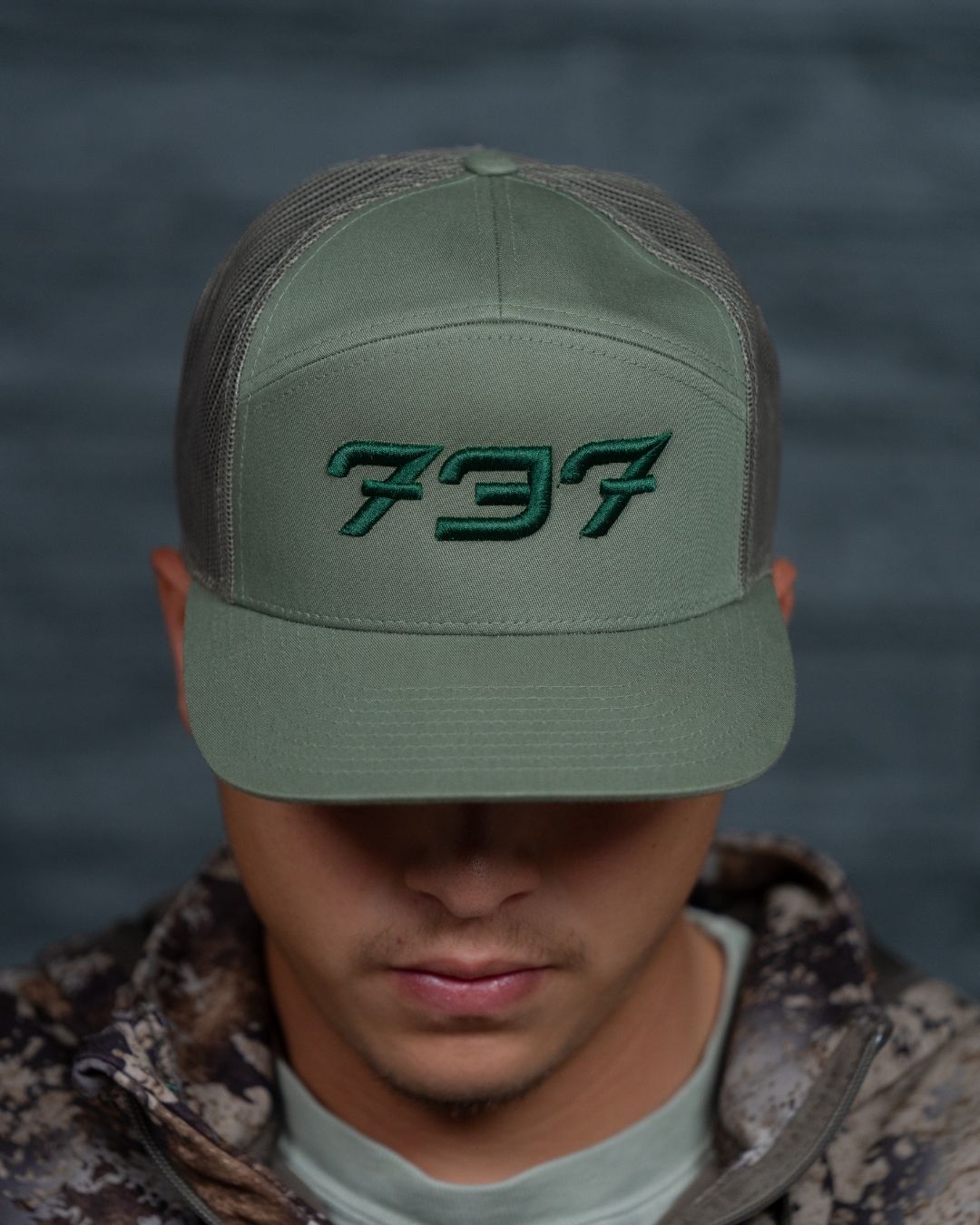 5-Panel Green Logo Mesh Trucker