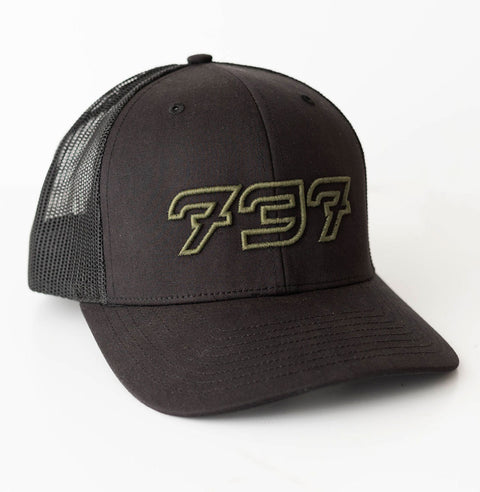 112 Olive Puff Outline Logo Trucker