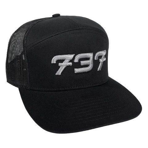 168 Black/Silver 7 Panel 737 Hat