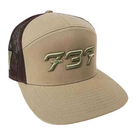 168 Tan/Brown 7 Panel 737 Logo Hat